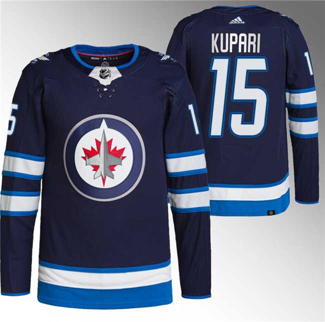 Mens Winnipeg Jets #15 Rasmus Kupari Navy Stitched Jersey